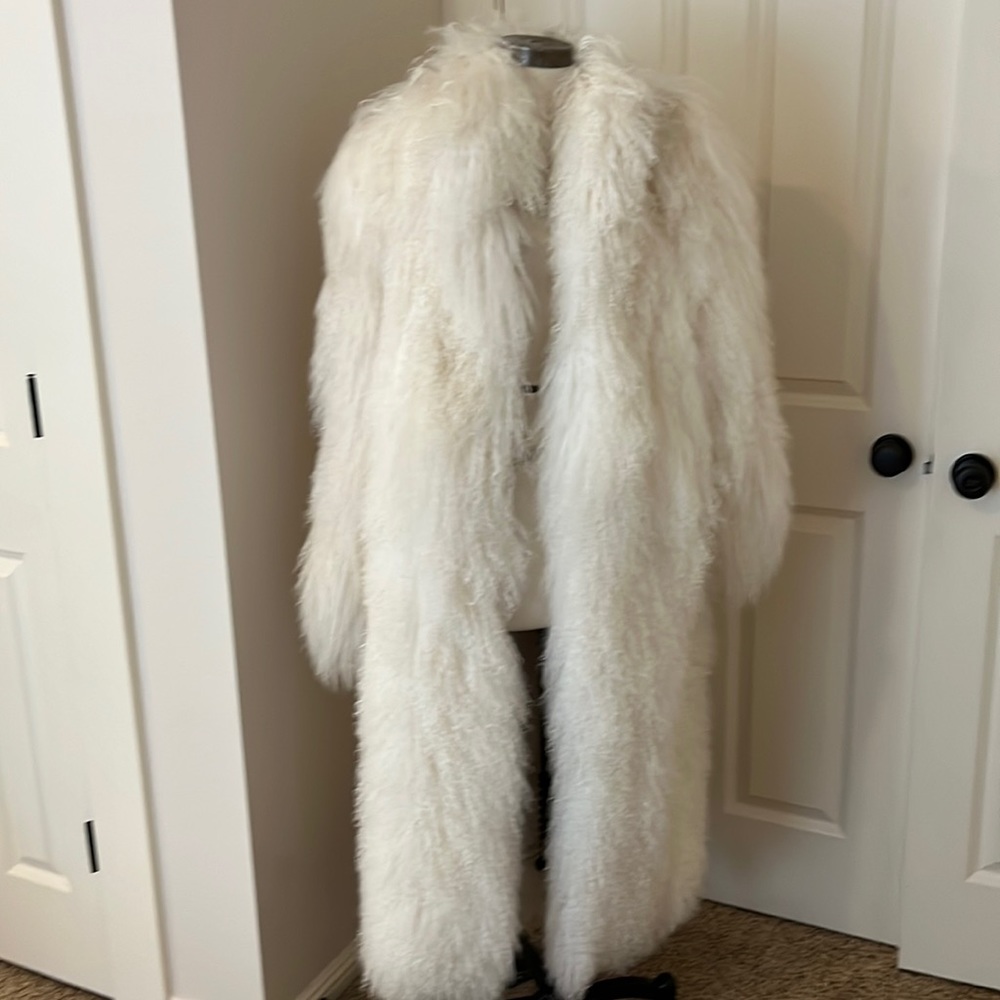 Neiman Marcus White Mongolian Lamb Fur Coat